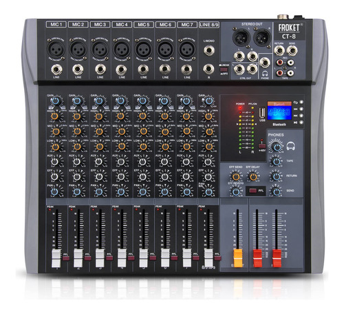 Consola Mezcladora De Sonido 8 Canales Con Bluetooth Usb 48