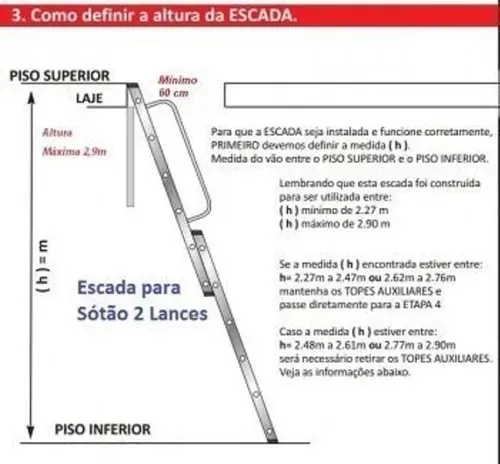 Escada de Sótão De Alumínio de 2,90 mt (2 Lances ) Alulev - Merco Comercial  Ltda.