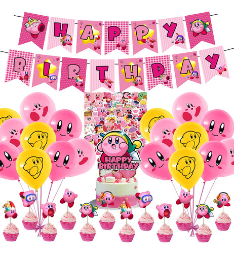 82 Pcs Kirby-star Temo Decoraciones De Fiesta De Cumpleaños,