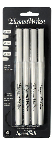 Kit De Caneta Caligráfica Faça Fácil Black Speedball Cor Da Tinta 4 Cores Cor Do Exterior Branco