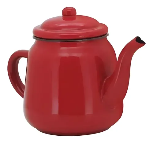 Bule Esmaltado Vermelho 1L Alumínio Café Chá Tradicional Yazi