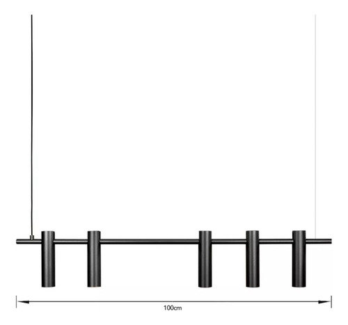 Luminária Pendente Retangular 100cm Tubos Preto