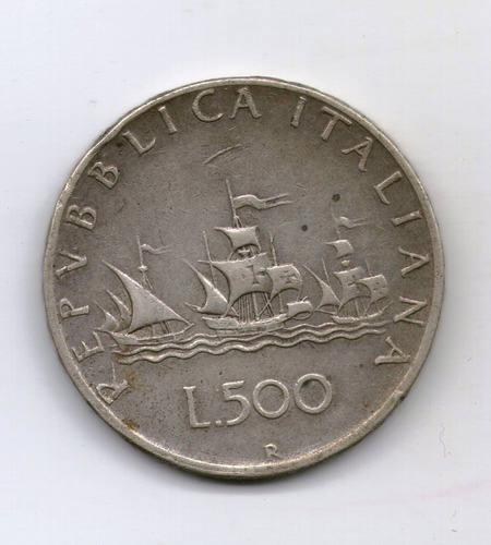 Italia Moneda De Plata 500 Lire 1961 Km#98 Argentvs