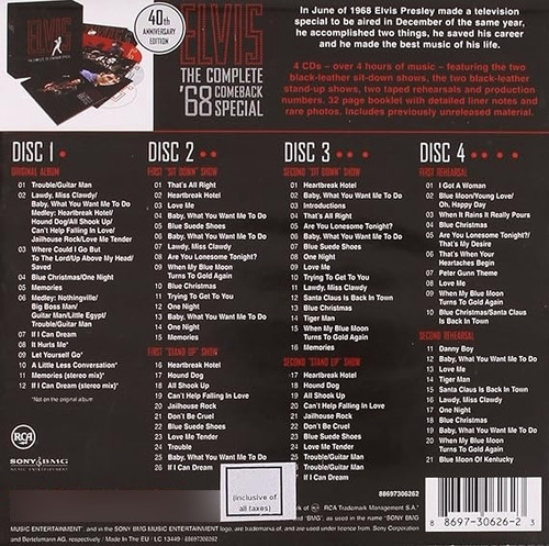 Elvis Presley - Complete 68 Comeback Special / 4 C Disc Box Edición Limitada