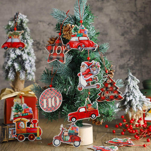 Maitys 16 Piezas Adornos De Camión Rojo Navidad De Navidad