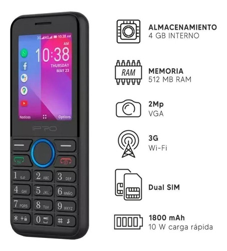 Celular Senior Ipro Adulto Mayor 3g Whatsapp Facebook Nuevos Negro