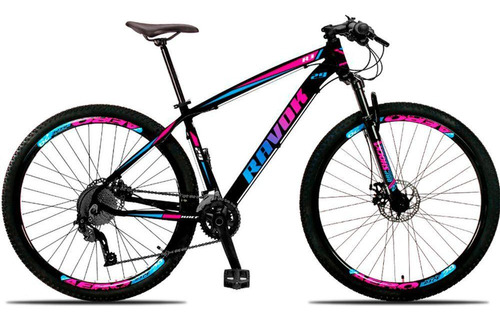 Bicicleta Alumínio Aro 29 24v Azul E Rosa Tam 17