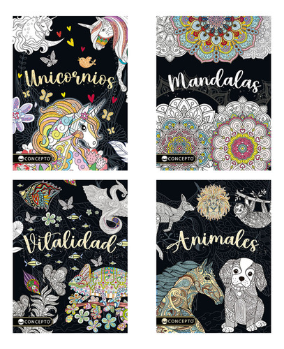 Relax Arte Glitter: Animales Unicornios Mandalas Vitalidad, De Cepto., Vol. 1. Editorial Latinbooks, Tapa Blanda, Edición 1 En Español, 2024