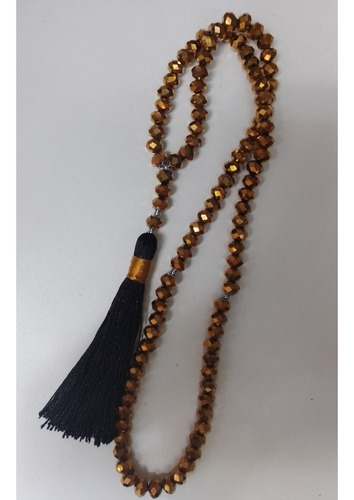 Masbaha Rosário Islâmico Tasbih 99 Contas Cristal Dourado