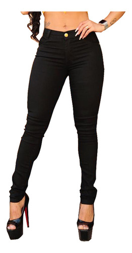 Calça Jeans Preta Feminina Cintura Alta Skinny Frete Gratis | Mercado Livre