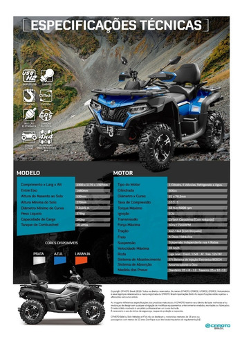 Quadriciclo Cforce 625, Direção Elétrica, 4x4 - Novo