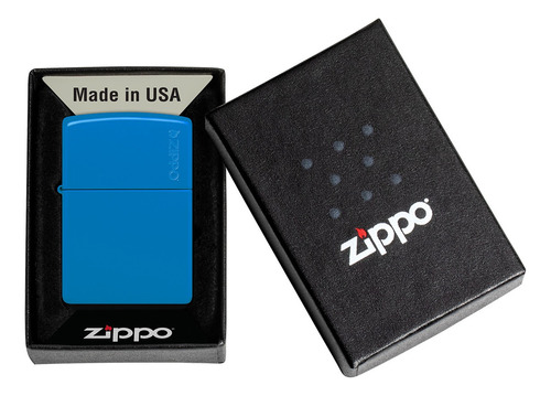 Isqueiro Zippo Azul Céu Fosco Com Logo