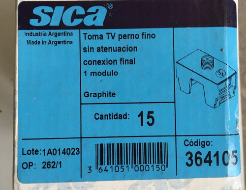 Toma Tv Cable Perno Fino Sin Atenuacion Sica #364105 Negro