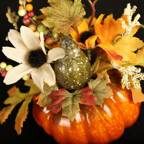 Calabaza Artificial Con Adorno De Flores Accesorios De