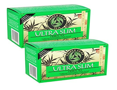 Té Triple Leaf Ultra Slim 20 Bolsitas Cada Uno, Paquete De 2