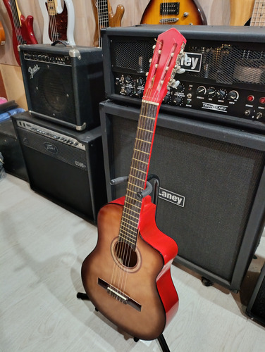 Guitarra Criolla Morison Con Corte Y Funda Okm Marrón Claro (Usado)