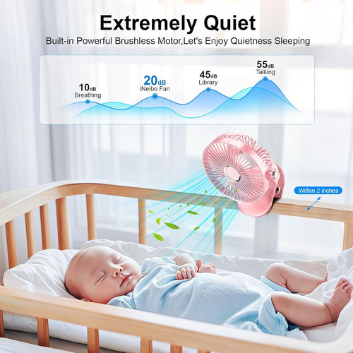 Ventilador De Mesa Clip-on Com Luz E Display Digital