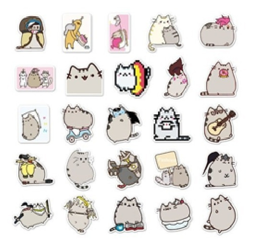 50 Stickers Impermeables Gatos