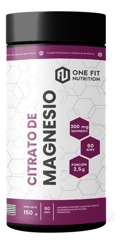 One Fit Nutrition Magnesio Citrato De Magnesio 60serv Sabor Neutro