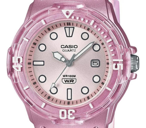 Reloj Casio Análogo Para Dama Retro Lrw-200hs Correa Rosa Bisel Rosa Fondo Rosa