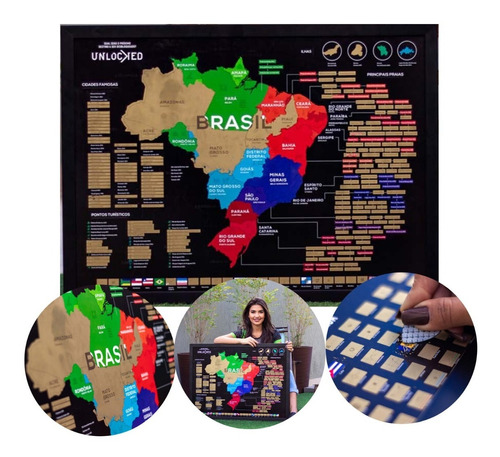 Presente Dos Pais | Mapa Brasil De Raspar Unlocked C/moldura