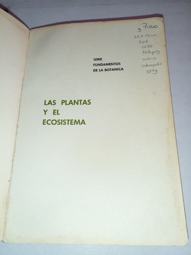 Las Plantas Y El Ecosistema Billings (Usado)