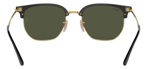 Óculos de sol pequenos Ray-ban New Clubmaster RB4403l + lente verde escura G15 Shiny Gold Rod Shiny Black Frame
