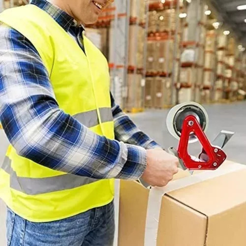 3 Dispensador Huincha Porta Cinta Adhesiva Embalaje Plastico Color Rojo