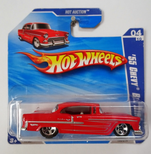 2010 Hot Wheels #162 Hot Auction 4/10 '55 CHEVY BEL AIR Orange Variant w/5 Spoke