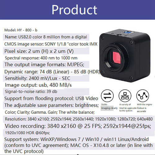 2 Cámaras Electrónicas D De 8 Mp Y 4 K Para Microscopio Con