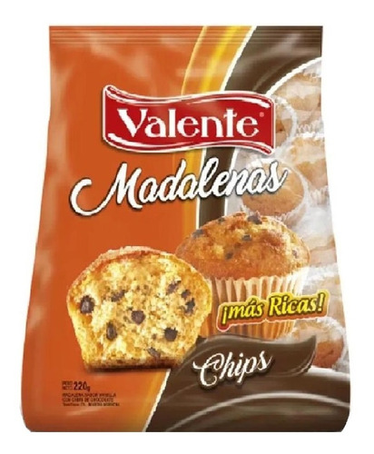 Madalenas Valente Vainilla Con Chips De Chocolate X 180grs