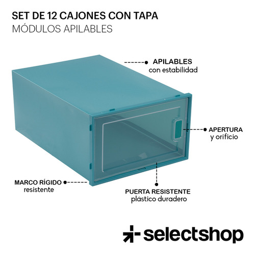 Cajas de Zapatos Apilables zapatera SelectShop SelectShop HG52C color verde