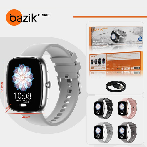 Relógio Inteligente Smartwatch Ultra Bazik Prime S35 Ultra Max, Masculino E Feminino Smartwatches Para Android, Ios 123 Modos Esporte Ip67 47mm Cor Prateado