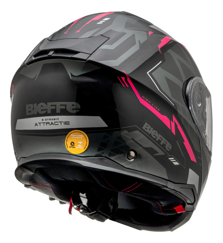 Capacete Robocop Moto Bieffe B-dynamic Attractie Rosa Brilho