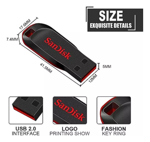 Sandisk Pen Drive 32gb Kit 10 Usb 2.0 Cruzer Blade Preto Cruzer Blade 32gb
