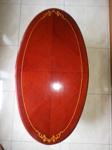 Mesa De Centro En Madera De Caoba Laqueada Y Rotulada