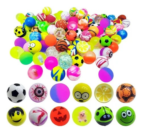 10 Pelota Rebotina Fluo P/ Bolsita Piñata Souvenir Cotillon