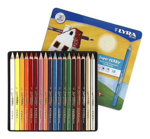 18 Lápices De Colores Triangulares Lyra Super Ferby Estuche