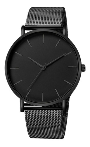 Imagen 1 de 3 de Reloj Hombre Negro Gris Acero Inoxidable Elegante