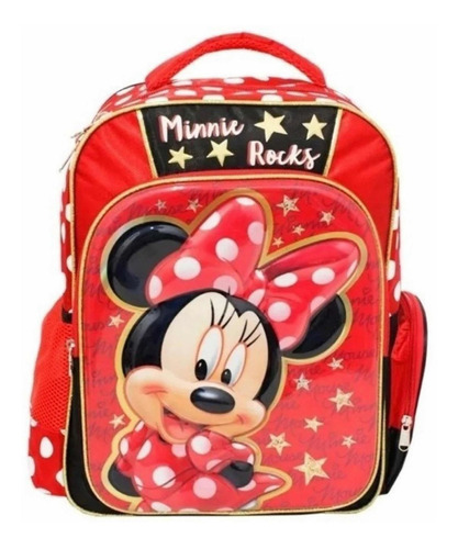 Mochila Minnie Mouse 3d Ruz Primaria Color Rojo Diseño de la tela Poliéster