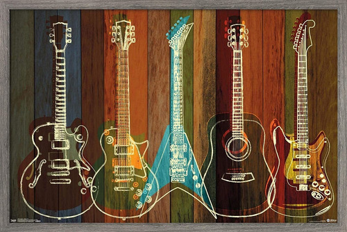 Póster Artístico De Guitarras Para Pared, 22.375 X 34...