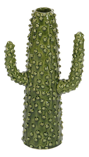 Deco 79 Jarrón De Cactus De Cerámica, 7  X 5  X 13 , Verde