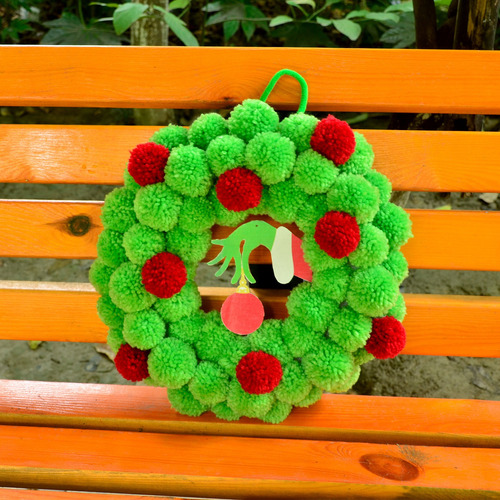Navidad Grinch Fantasma Mano Bola De Piel Guirnalda Navidad