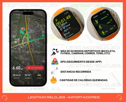 Imagen 7 de 10 de Reloj Inteligente Ultra Smartwatch Sport Tope Gama W68+ Plus