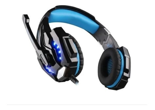 Audífonos gamer Kotion Each G9000 black y blue con luz LED