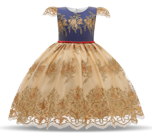 Vestido De Niña De Princesa Esponjosa Con Bordados