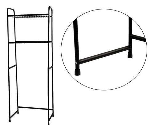 Estante Aço Reforçada 2 Prateleiras Banheiro - Preto