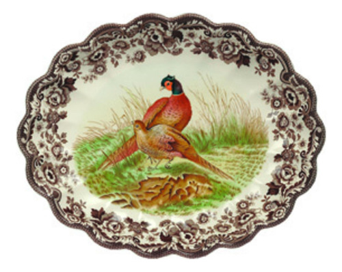 Spode Woodland - Plato Acanalado Ovalado Con Diseo De Faisn