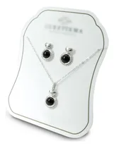 Comprar Aretes Dije Y Cadena Plata Piedras Ónix Y Corazón Joyería