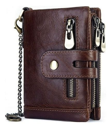 Leather Wallet With Anti-theft Chain